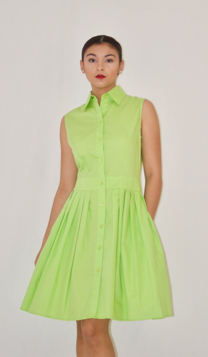 green emerald velvet dress Dash and Dot - GREEN POPLIN MIDI main image 1