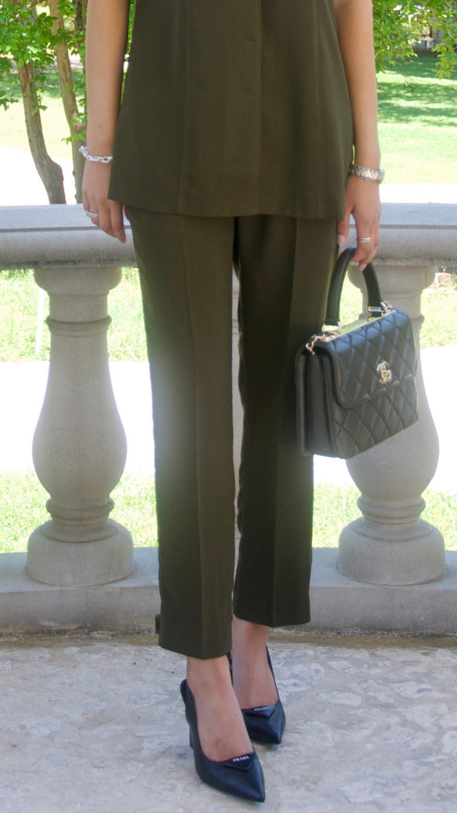 Olive Green Straight Fit Trousers