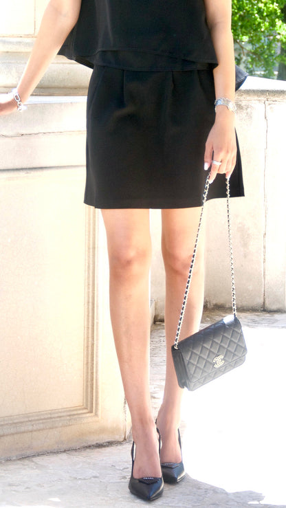 Black Semi-Pleated Mini Skirt