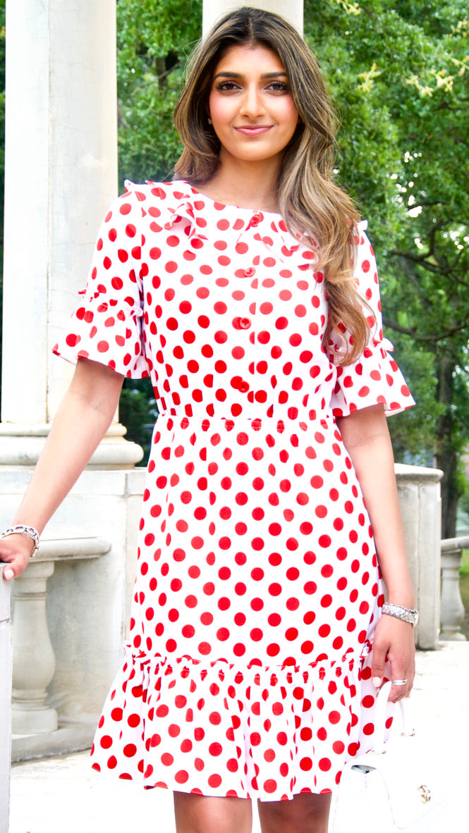 Red Polka Dot Fit and Flare Dress