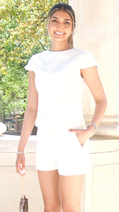 Ivory Cap Sleeve Solid Top
