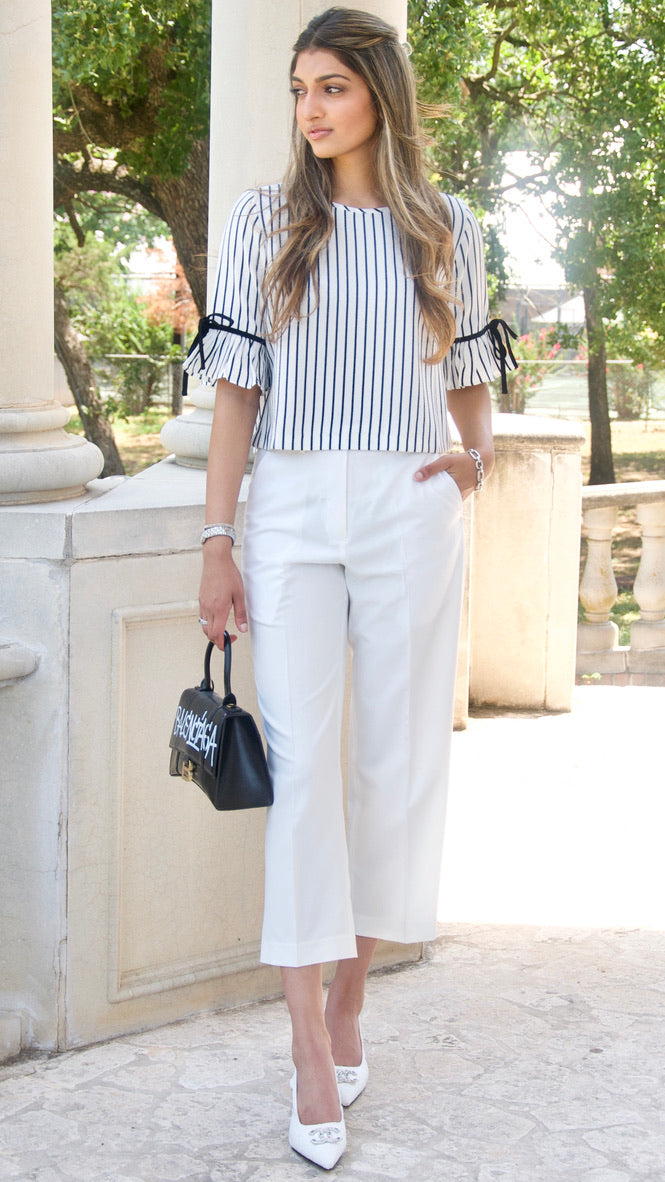 White Cropped Wide Leg Pants – Olivia Dress