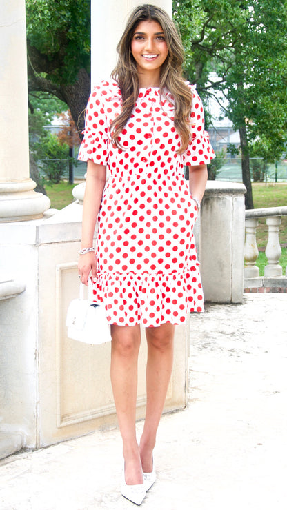 Red Polka Dot Fit and Flare Dress