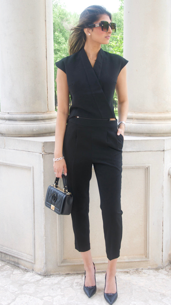 Black Tailored High Waisted Cigarette Pants