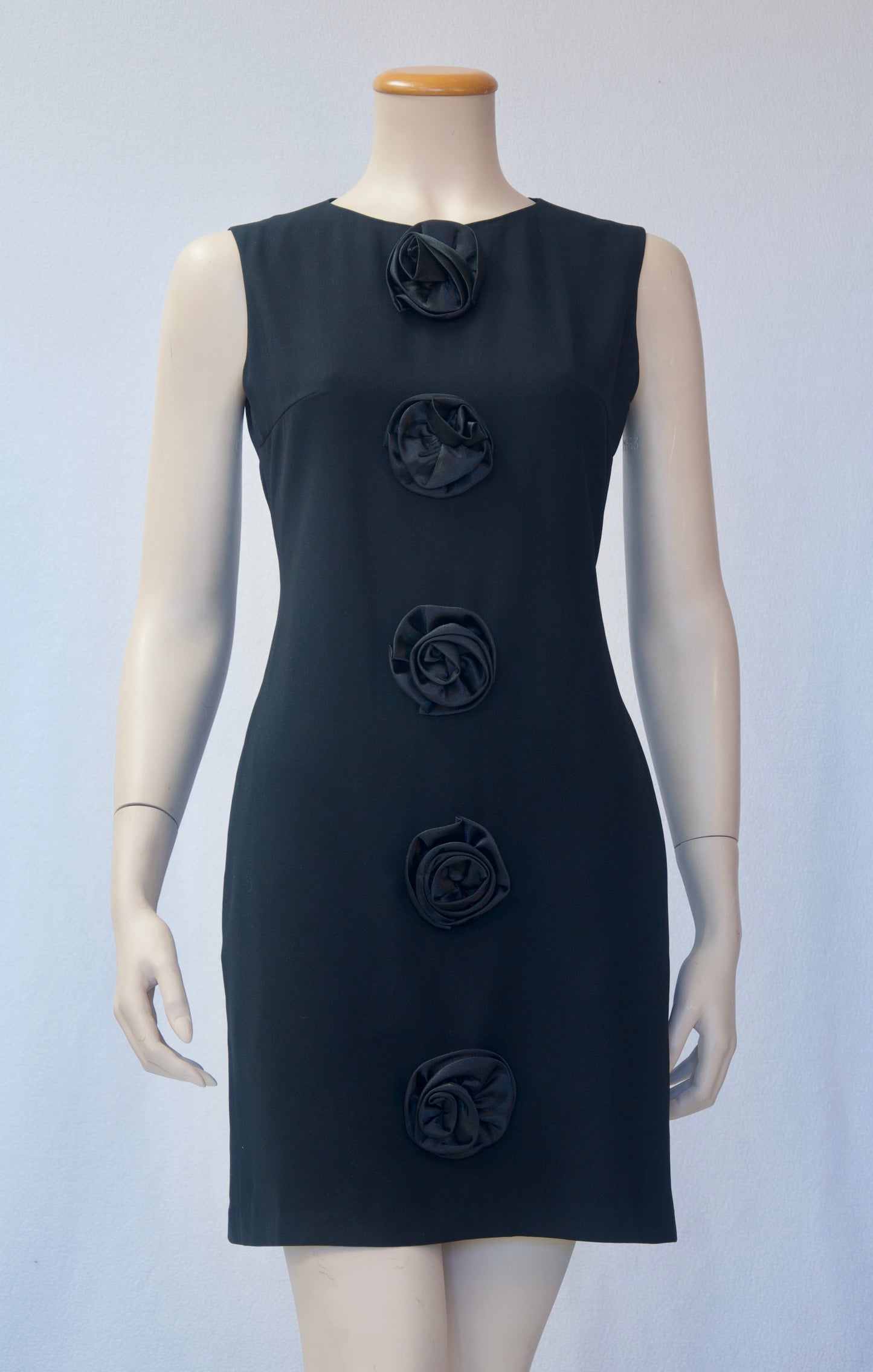 Black Floral Appliqué Mini Dress
