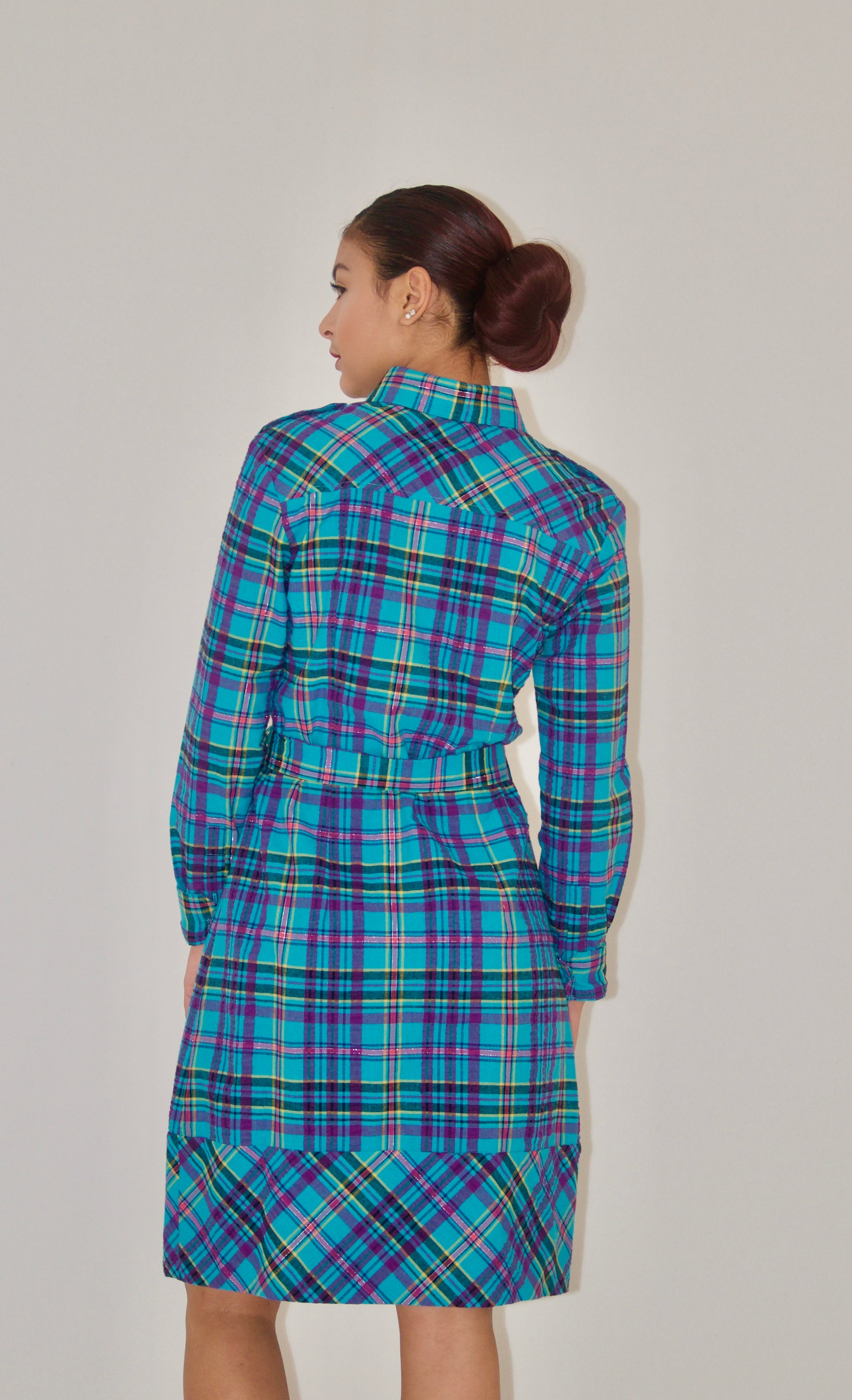 Blue Plaid Tie-Belt Shirtwaist Dress Olivia Dress Blue Plaid Tie-Belt Shirtwaist Dress Olivia Dress
