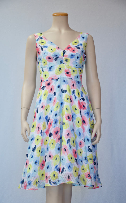 Spring Floral Print Fit and Flare Dress