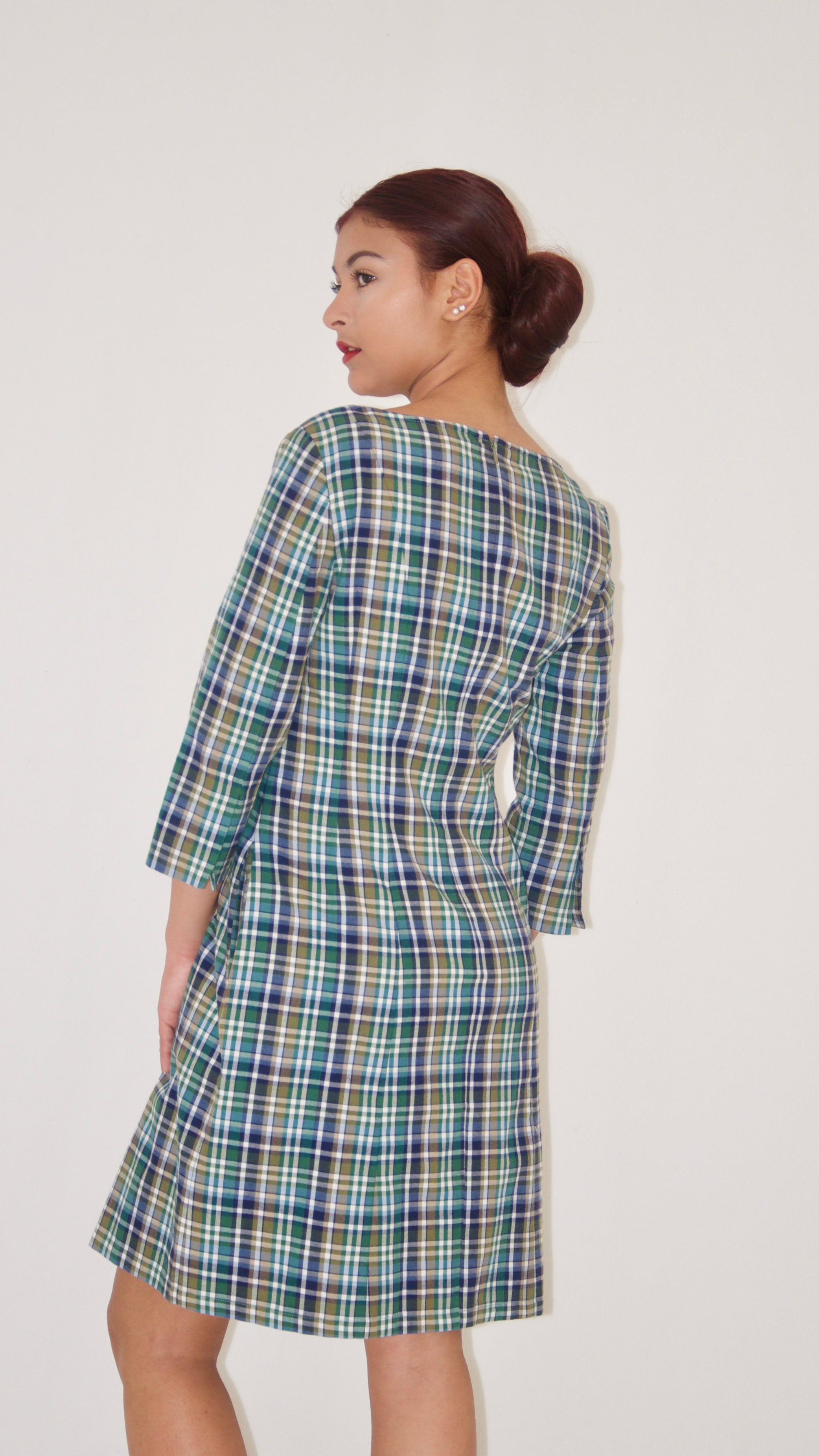 Green Plaid Cotton Dress Olivia Dress Green Plaid Cotton Dress Olivia Dress