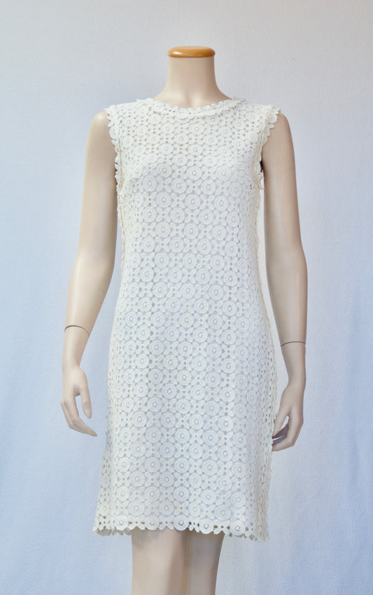 Cream Lace Overlay Knit Sheath Dress