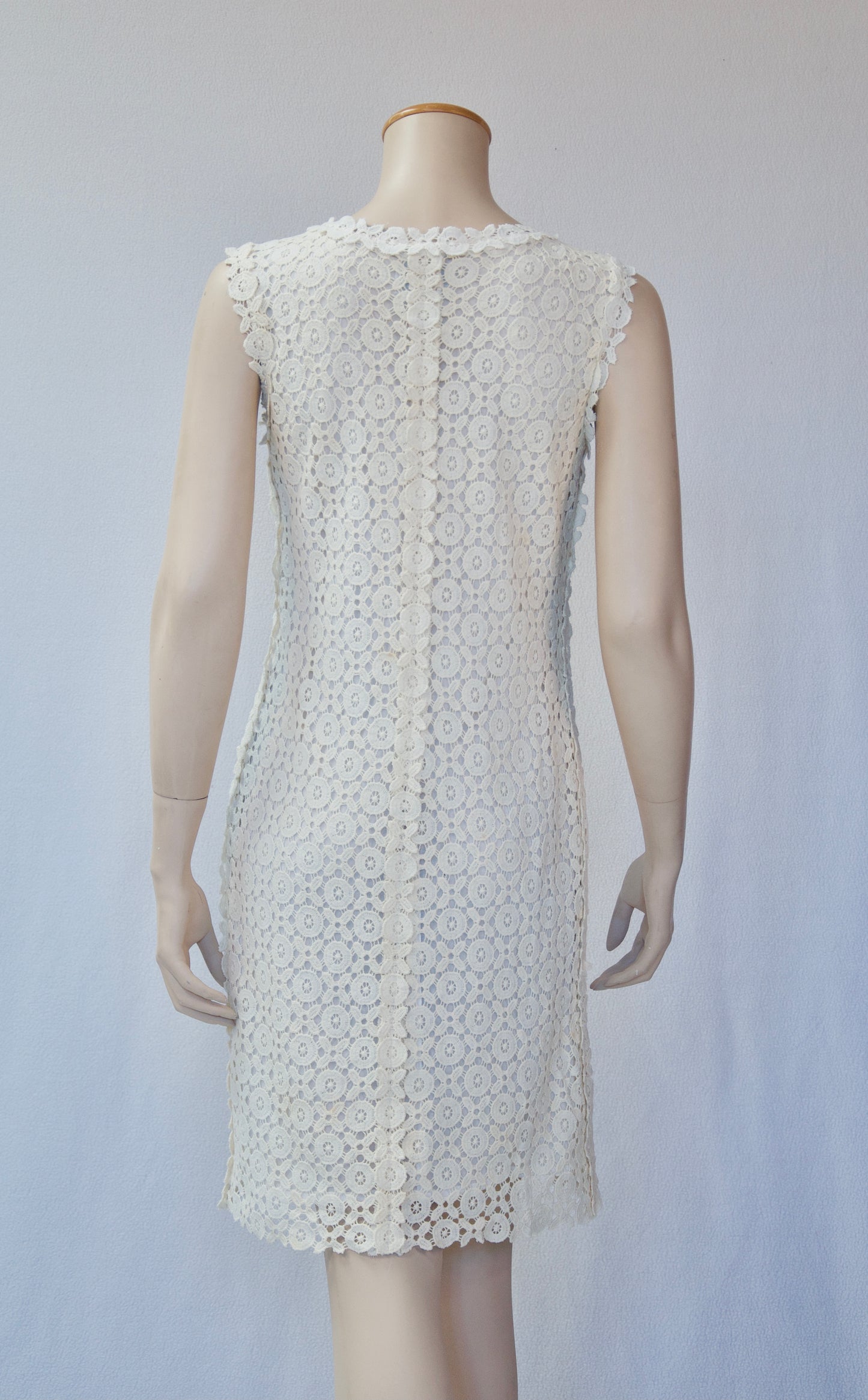 Cream Lace Overlay Knit Sheath Dress
