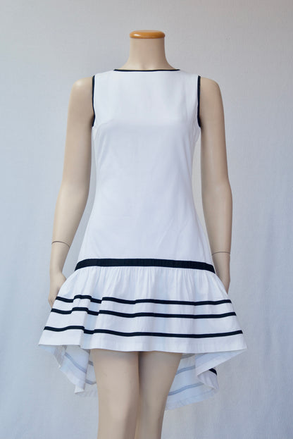 Achromatic Cotton Hi-Low Flounce Dress