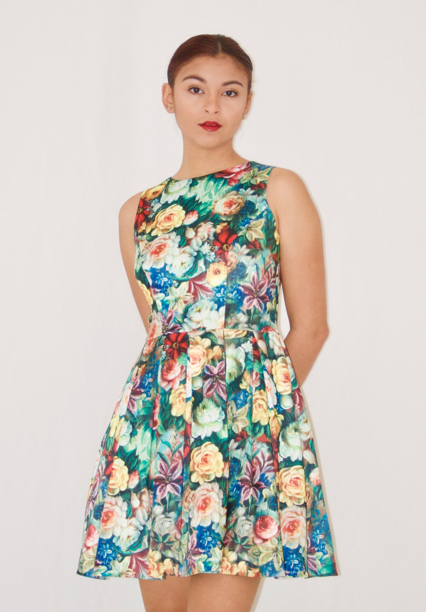 Painting Floral Fit and Flare Dress