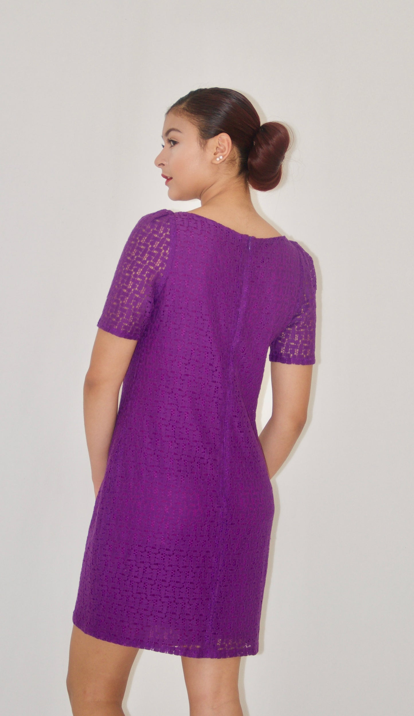 Purple Lace Sheath Mini Dress