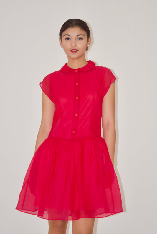 Pink Peter Pan Collar Shirtwaist Dress