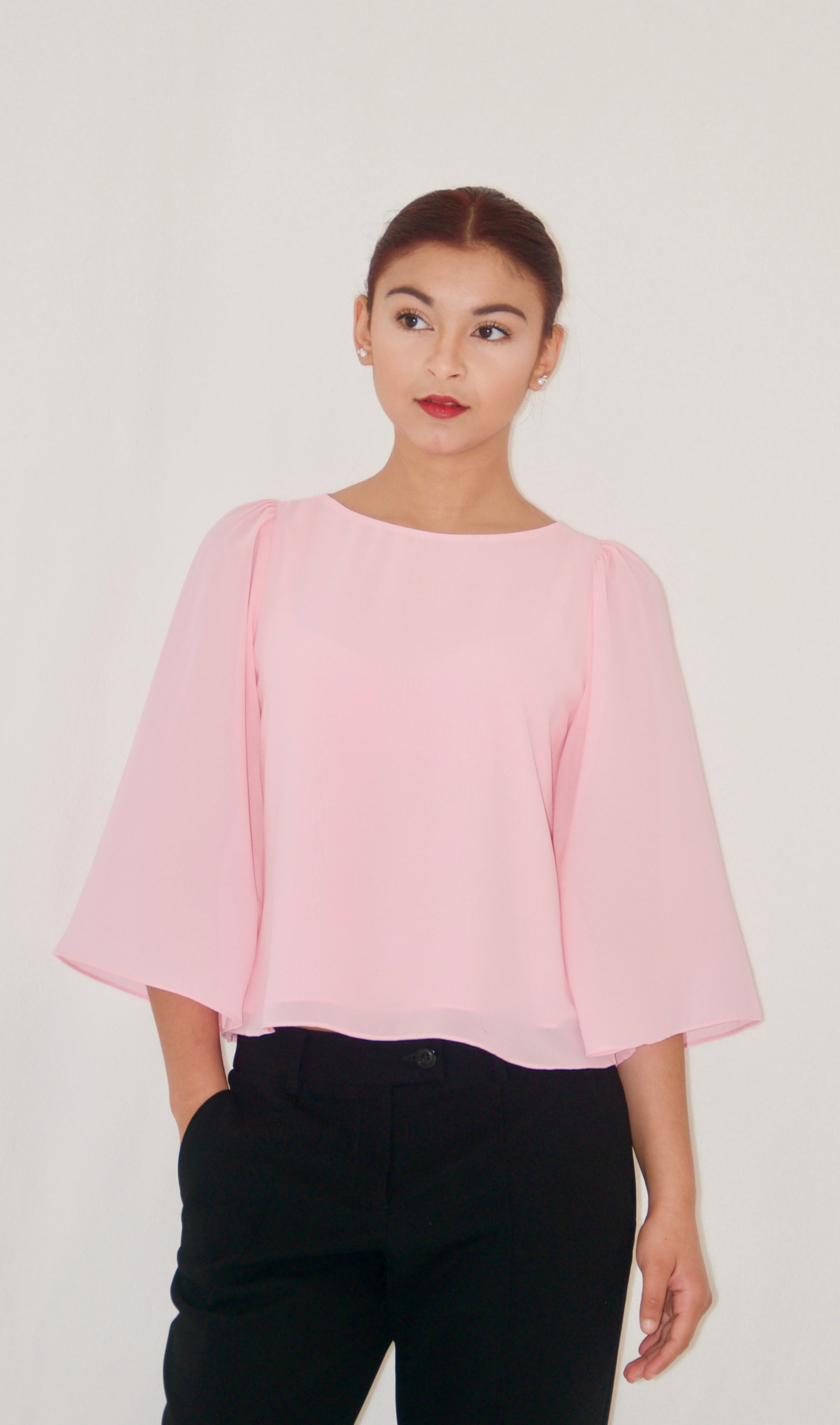 Pink Chiffon Blouse – Olivia Dress
