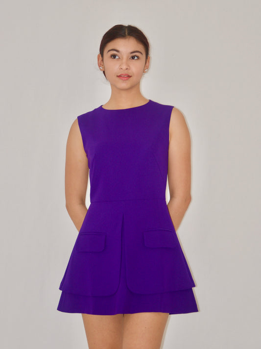 Purple Sleeveless A-Line Mini Dress