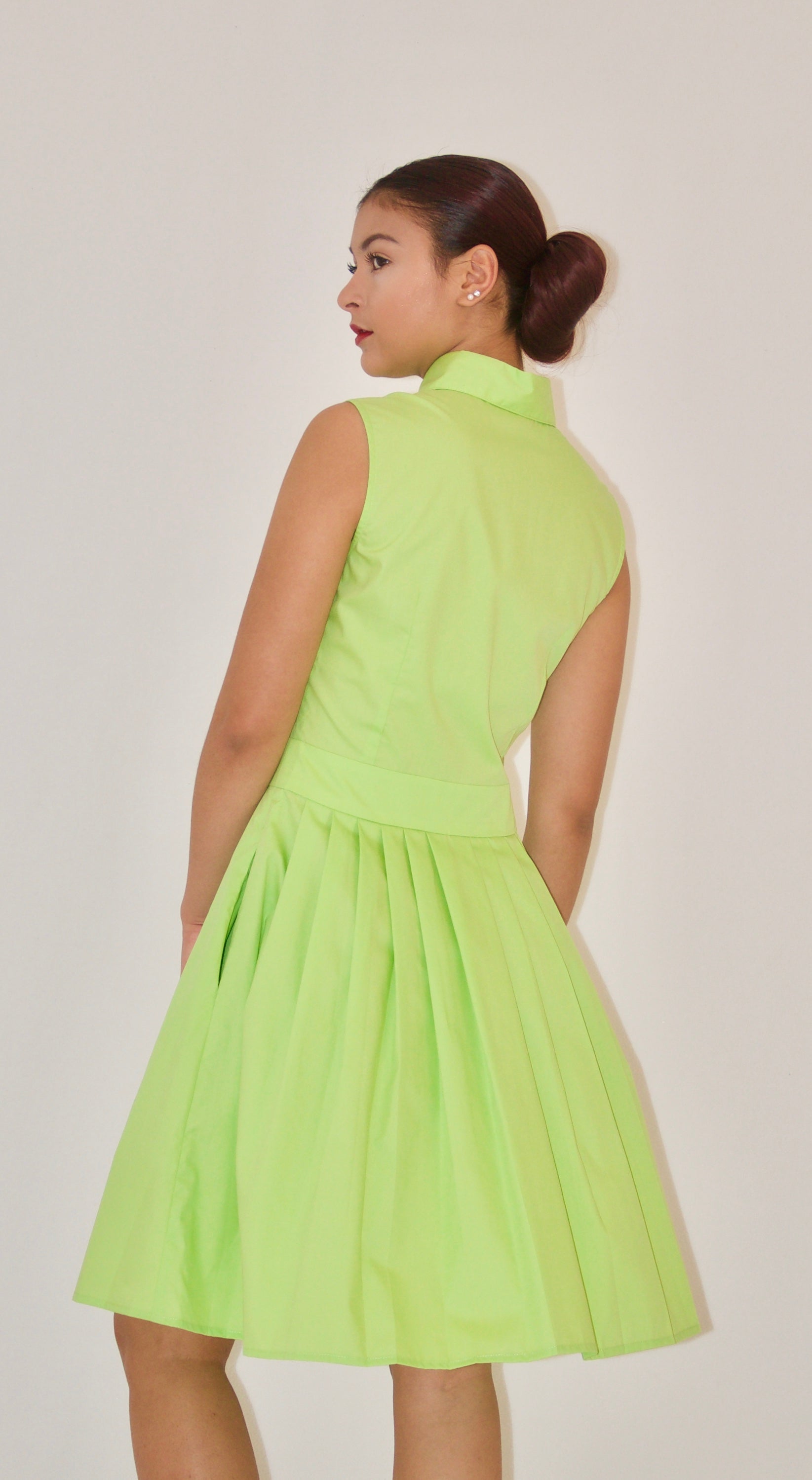 Lime Green Cotton Poplin Shirtwaist Dress Olivia Dress Lime Green Cotton Poplin Shirtwaist Dress Olivia Dress