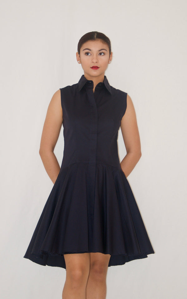 black cotton shirtwaist dress NEW | 1990s Black Denim Shirtwaist Dress