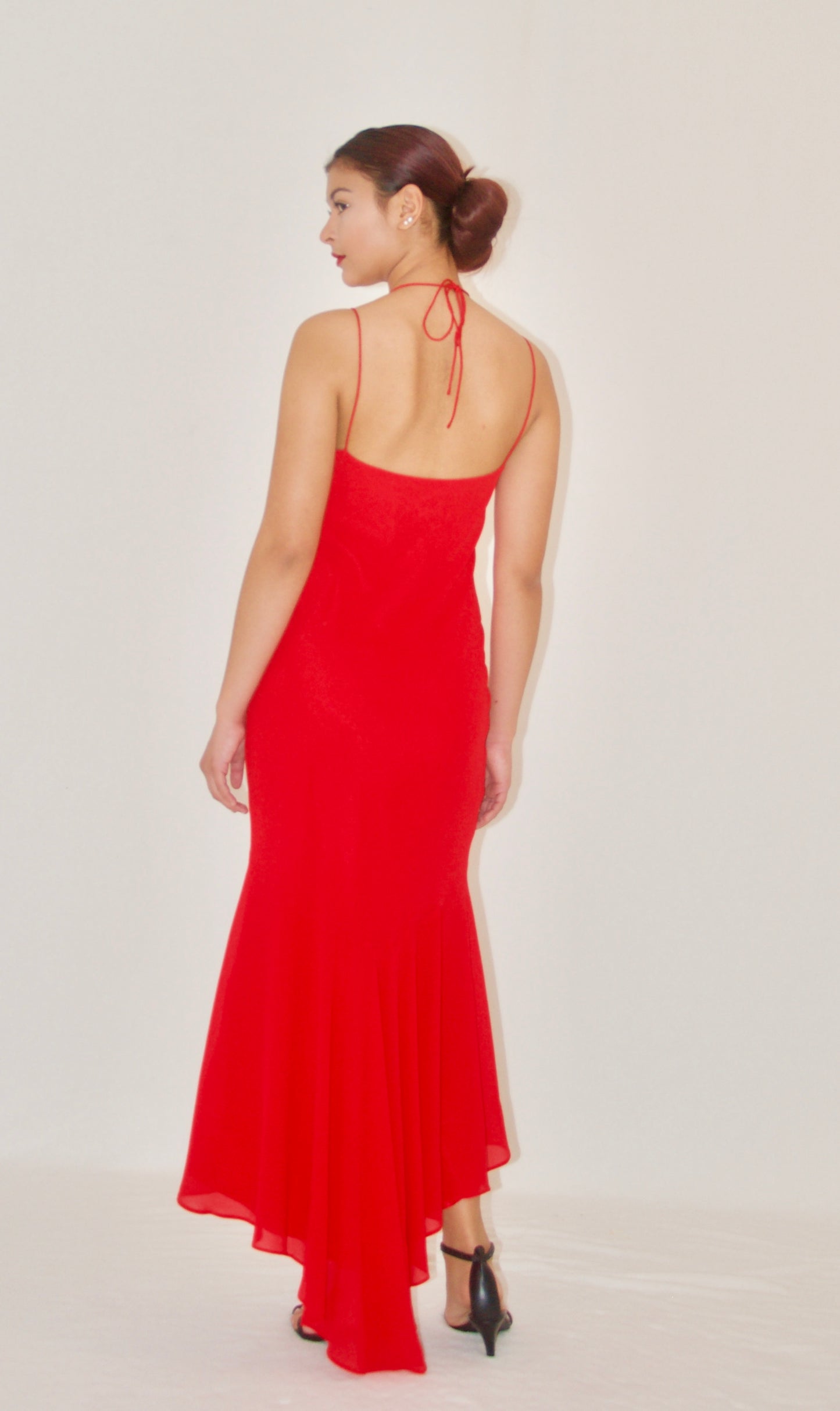 Red Double Spaghetti Strap Gown