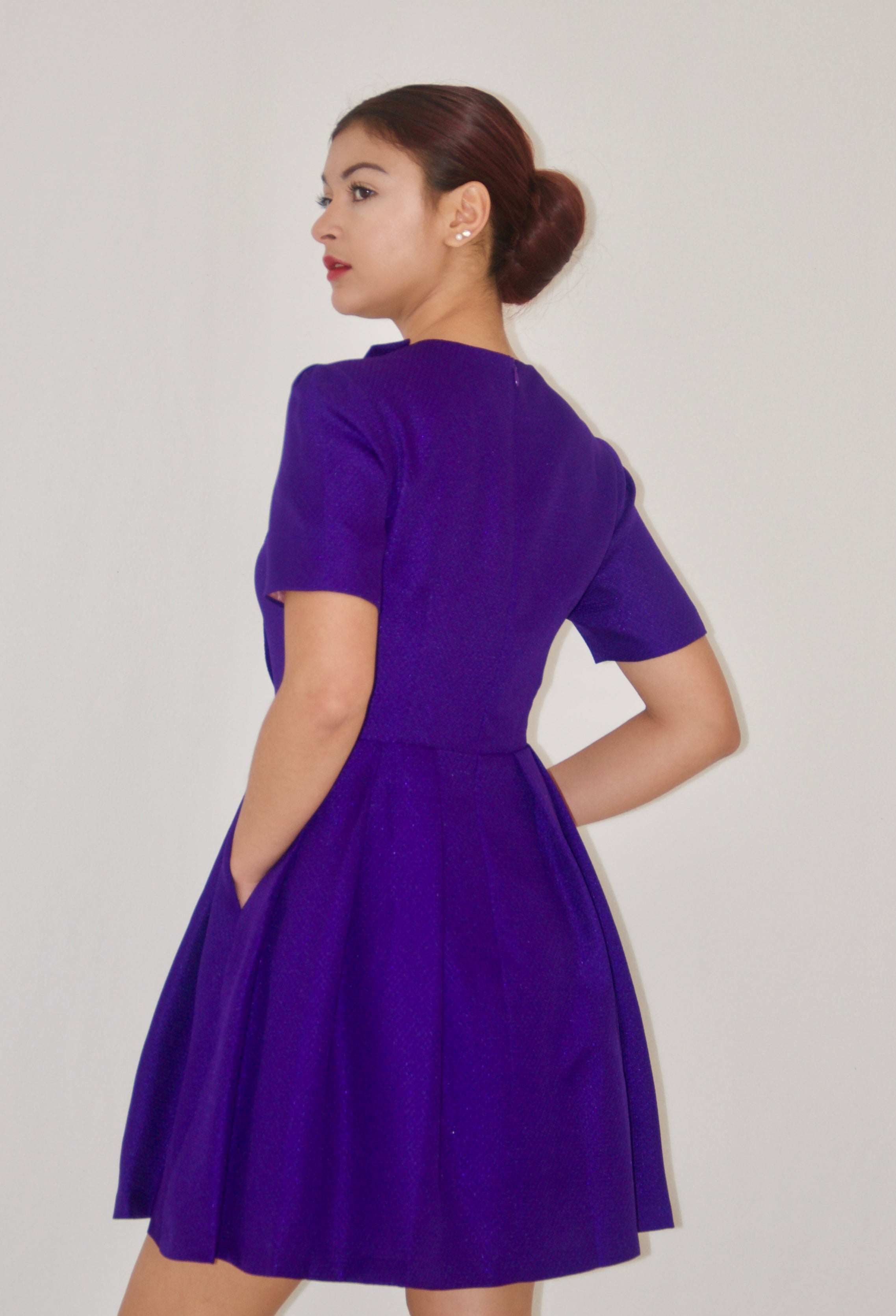 Purple Tweed Fit and Flare Mini Dress Olivia Dress Purple Tweed Fit and Flare Mini Dress Olivia Dress