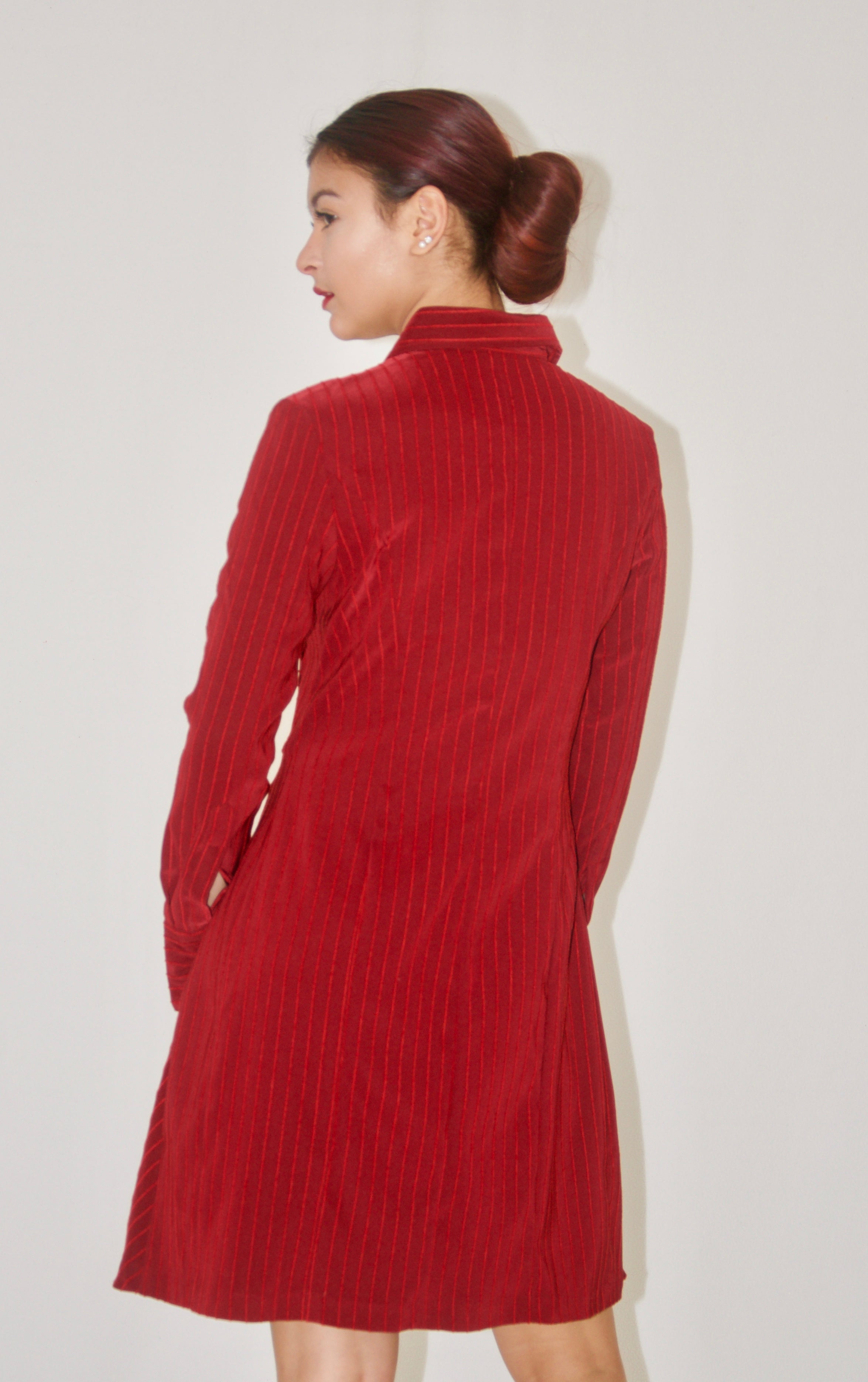 Burgundy Striped Shirtwaist Dress Olivia Dress Burgundy Striped Shirtwaist Dress Olivia Dress