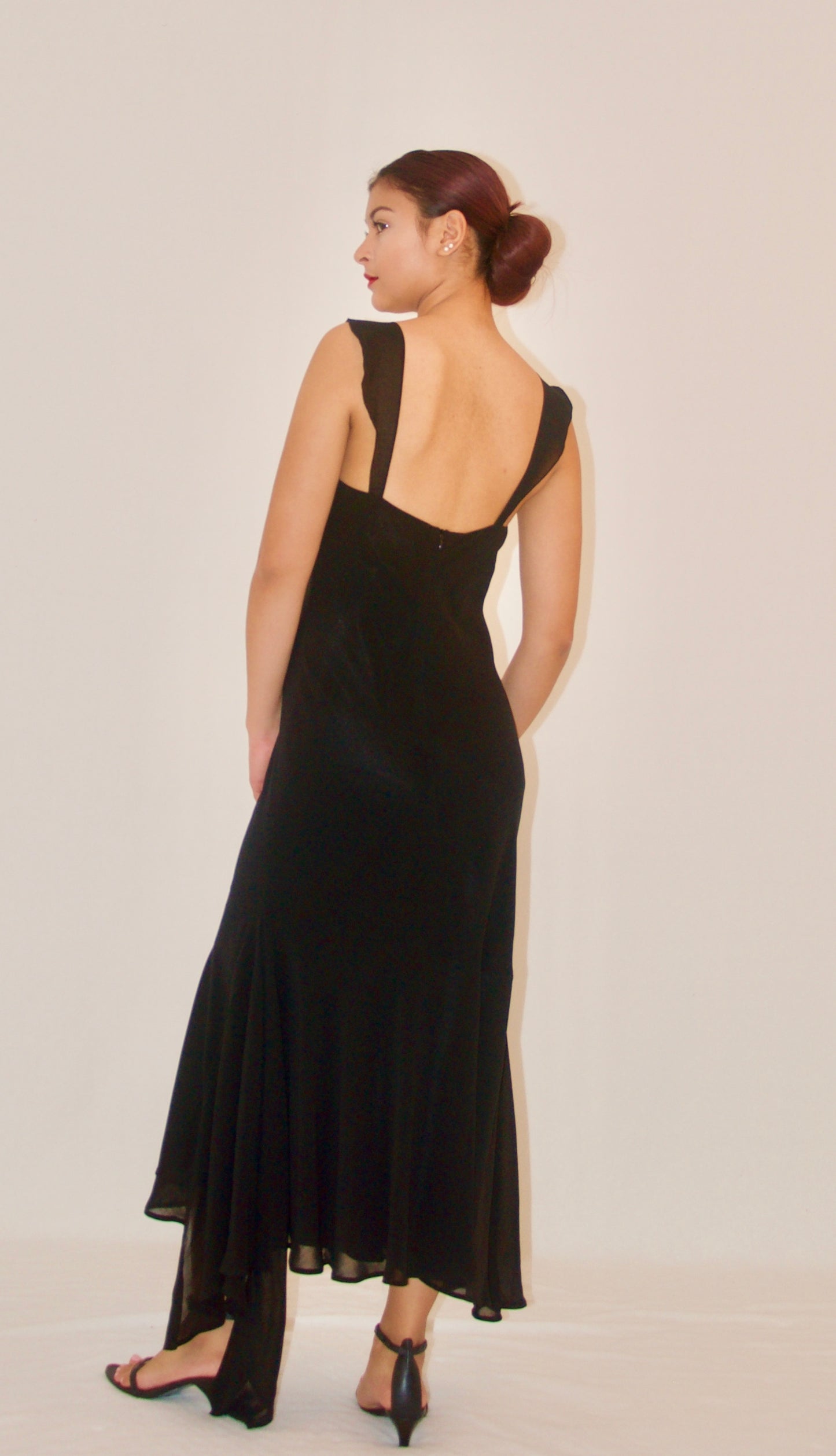 Black Vintage Chiffon Gown